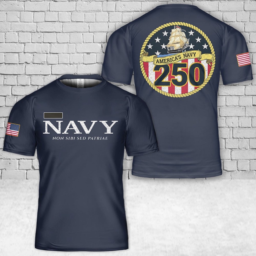 Custom Name America’s Navy 250th Anniversary T-Shirt Gift For Dad