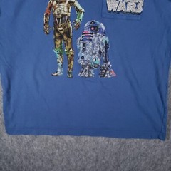 Star Wars Shirt Mens Large Blue Uniqlo UT C3PO R2D2 Droids Big Graphic Graffiti