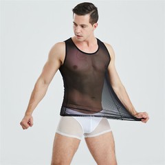 Sexy Men See Through T Shirt Sports Muscle Mesh Undershirt Clubwear Transparent