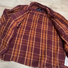Ben Sherman Mens XL Plaid Red Orange Long Sleeve Flannel Shirt Punk Blitz GBH