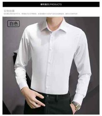 Men Solid Color Business Shirt Fashion Classic Basic Casual Slim Long Sleeve New