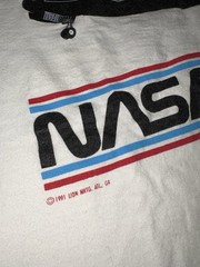 Vintage 1991 NASA Space Shuttle Art T Shirt Mens L White Spaceship Preppy 90s
