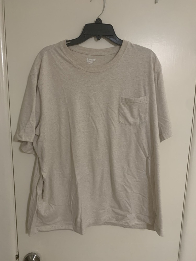 Lands End Super Cotton Tee T Pocket Off White Cream Color Shirt XXL