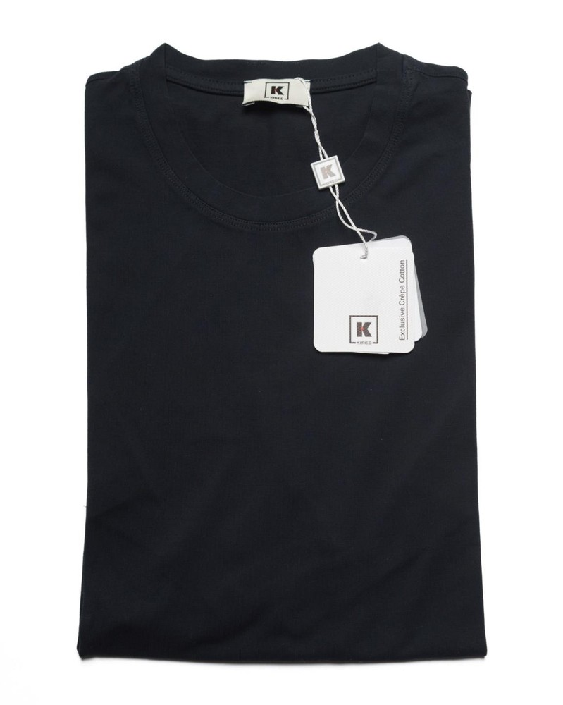 Kired Kiton $250 Navy Blue Crepe Cotton Short Sleeve Slim Fit T-Shirt M (50 IT)