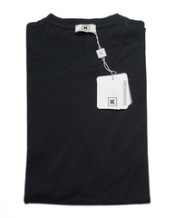 Kired Kiton $250 Navy Blue Crepe Cotton Short Sleeve Slim Fit T-Shirt M (50 IT)