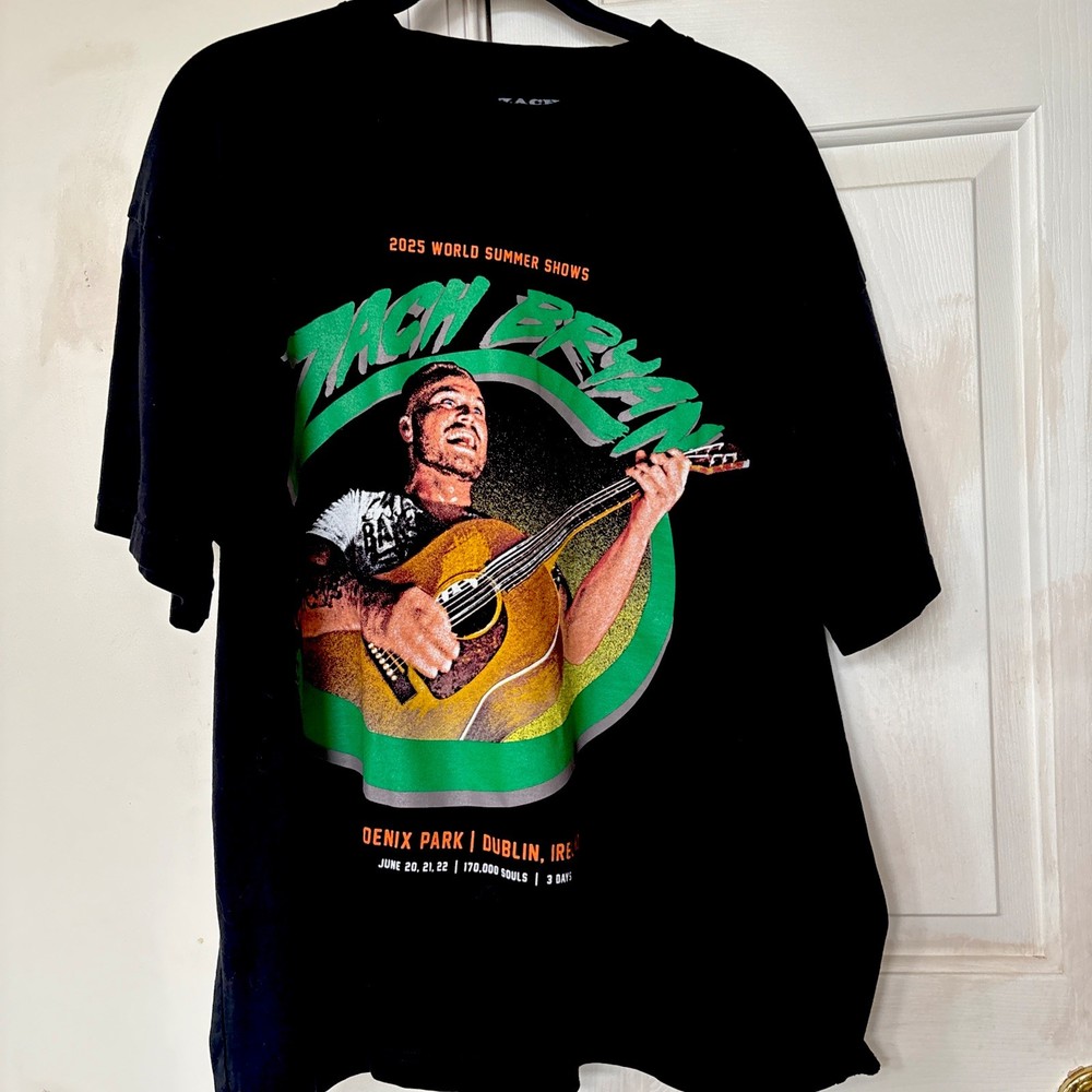 Official 2025 Zach Bryan Tour T-Shirt Huntington WV Black Cotton Size Large L