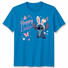 Unisex Blue Alien Hoppy Easter Bunny Butterflies Graphic Cotton Spring T-Shirt
