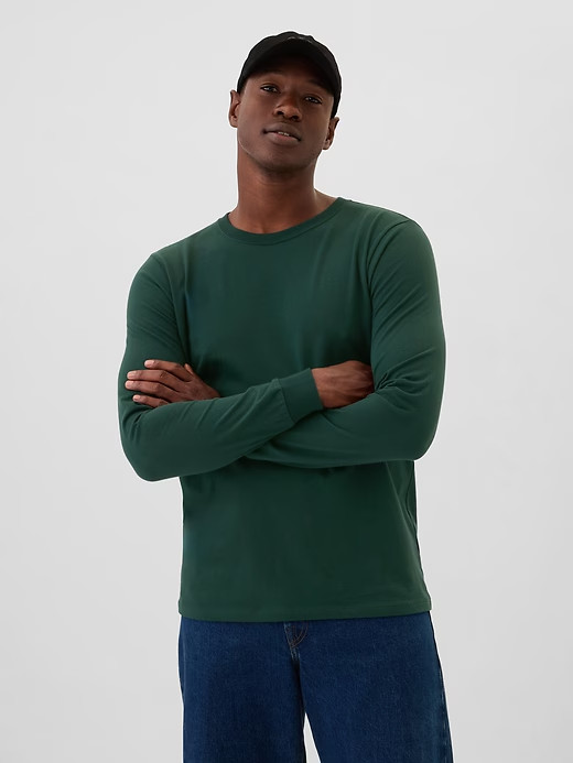 NWT GAP Everyday Soft Long-Sleeve Tee Shirt T-Shirt 100% cotton Green Men M
