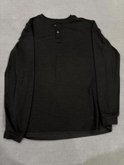 George Henley Shirt Mens Medium Black Ribbed Cuff Long Sleeve Streetwear Casual