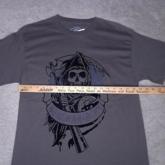 Sons Of Anarchy T-shirt Medium Gray Velvet Flocked Reaper Big Logo Spellout Y2k