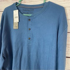 JACHS New York ribbed half Button Long sleeve size 2Xl blue popover shirt