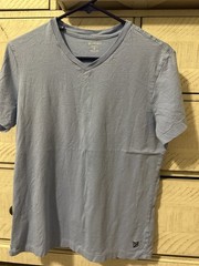 Express Men’s Solid Beige V-Neck Short Sleeve T-Shirt Size M Regular