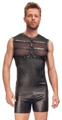 NEK Chest Vest Top w Matte Look Soft Stretchy Powernet Harness