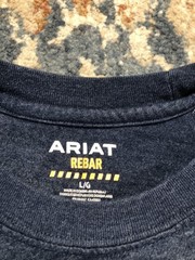 Ariat Rebar Shirt Mens Large Blue Long Sleeve Pocket Workwear Logo Tee Tagless