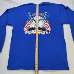 USPS Mail Handler T Shirt Blue Long Sleeve Postal Worker Eagle Logo Tee LG