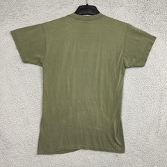 VTG Army Green T Shirt Single Stitch Olive MZRS 16.5” PTP Military Distress 70s