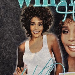 Whitney Houston Tee 100% Cotton Signature Collage Graphic Acid Wash T-shirt L