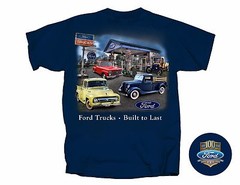 Joe Blow T’s Ford Trucks Vintage Gas Service Station Men’s Blue T-Shirt