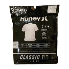 3 PACK HURLEY MENS CLASSIC FIT T-SHIRT ULTRA SOFT TAG FREE – White SZ Large