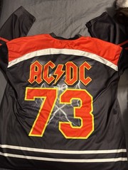 AC DC Hockey Jersey XL Black Red Lightning #73 Graphic Rock Band Long Sleeve