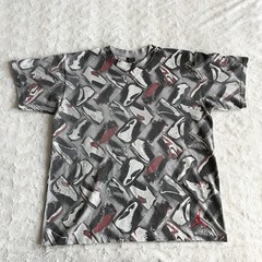 Vintage Nike Air Jordan Shirt Tee Mens Large Gray Sneaker AOP Jumpman Streetwear