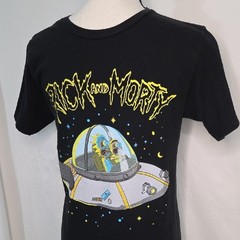 Men’s Small Rick and Morty Space Adventure Black T-Shirt