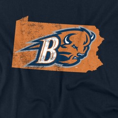 Bucknell University Adult T-Shirt State Shape, Navy, S-5XL