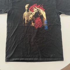 Vintage Y2K Terracotta Army Clay Soldier China Art Black Shirt