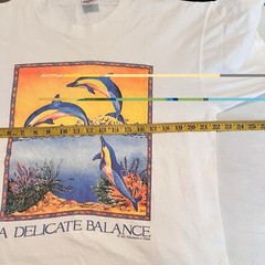 Vtg 90s Save the Dolphins Graphic T-Shirt L Cotton Made USA Activist TreeHugger