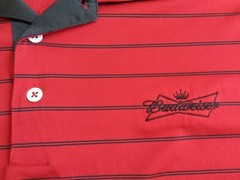 Adidas Climacool Shirt Men’s XL Red with Black Stripes Budweiser Logo