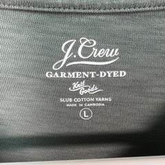 J.Crew Mens Large Garment-Dyed Long Sleeve Pocket T-Shirt Green Slub Cotton