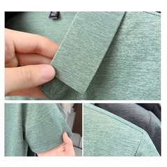 Short Sleeve V Neck Lapel T-Shirt for Men Breathable Business Casual Top