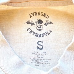Avenged Sevenfold Deathbat Graphic Band Tee Shirt Beige Mens Small A7X Merch