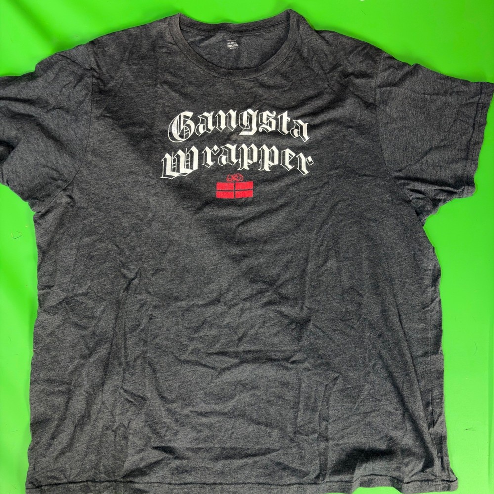Gangsta Wrapper Christmas T-Shirt Mens 3XL Gray Holiday Time Graphic Tee Funny