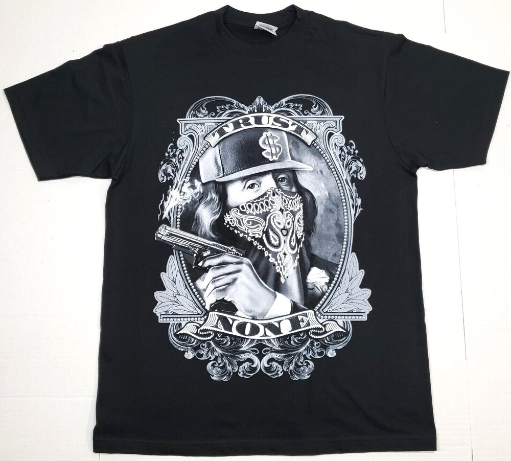 TRUST NONE T-shirt Urban Streetwear Hustle Cash Money $ Men’s Tee New