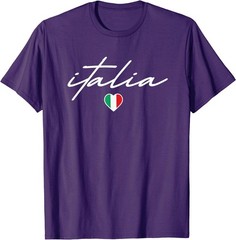 Italian Flag Italy Vintage Italia Heart Cursive Womens Girls T-Shirt