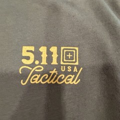 5.11 Tactical Olive Green Short Sleeve Logo Tee with Yellow Print XL