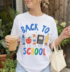 Back to School Teacher Graphic Tee Apple Pencil School Shirt