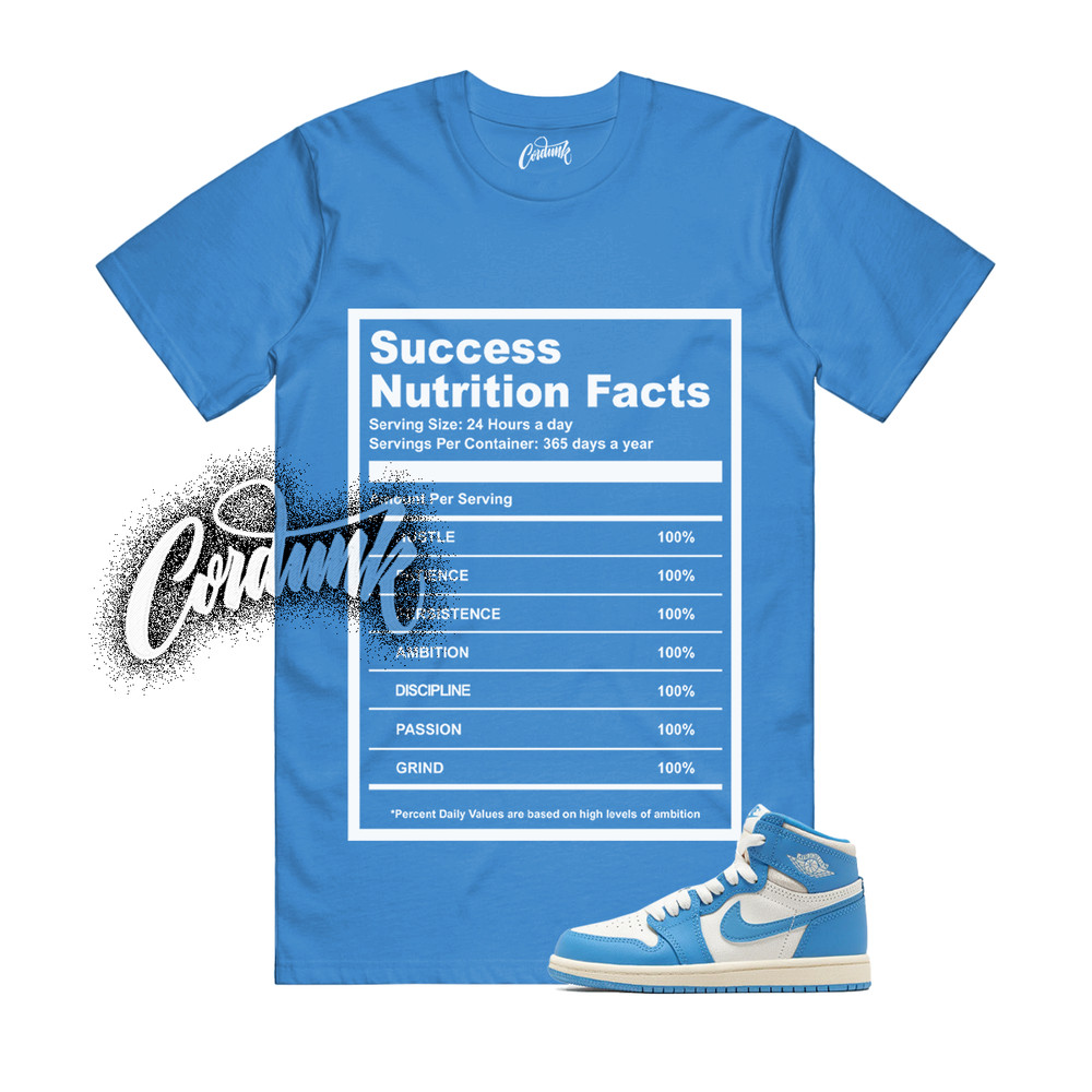 1 UNC Reimagined White Dark Powder Blue Sail T Shirt Match SUCC