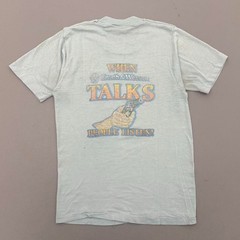 Vintage 80s Smith And Wesson Shirt Listen Blue Polycotton Single Stitch Medium