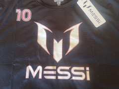 Messi Logo Tee Shirt Black Stretch Limo Size 2XL