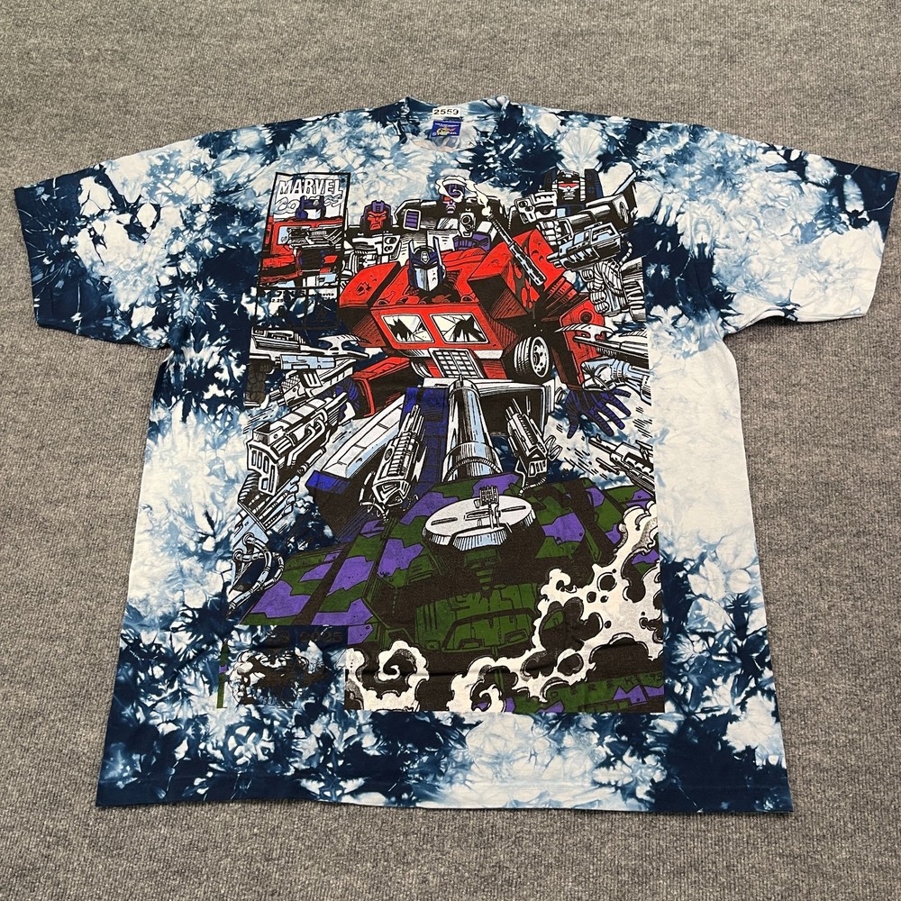 Vintage-Rush Transformers Optimus Prime Anime Art Shirt 3XL 28×35 Tie-Dye