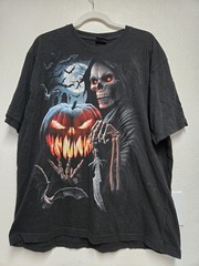 Spiral Halloween Shirt 2XL Black Skull Pumpkin Skeleton Dagger Grunge Goth