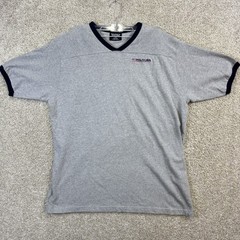 Polo Jeans Co Ralph Lauren Mens Large Gray Ringer V-Neck T-Shirt Polo USA Flag