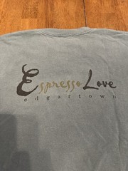 Vintage Y2K Espresso Love Coffee T Shirt S/M Blue Edgartown Massachusetts