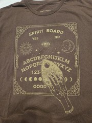 Loot Fright Spirit Board Ouija Brown Graphic Tee Mystic Hand Planchette Sz L