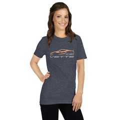 Softstyle T-Shirt For Chevrolet Corvette C8 Orange 2024 Car Fans Birthday Gift