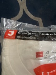 3 Pack Hanes Men’s Crew Neck, Roomier Fit T-Shirts White Size L Brand New