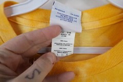 Vintage 90s Champion Mens Large Spell Out Acid Wash Long Sleeve T-Shirt Yellow