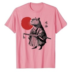 Samurai Capybara Sun Japanese Art T-Shirt Capybara Graphic Tee Funny Animal